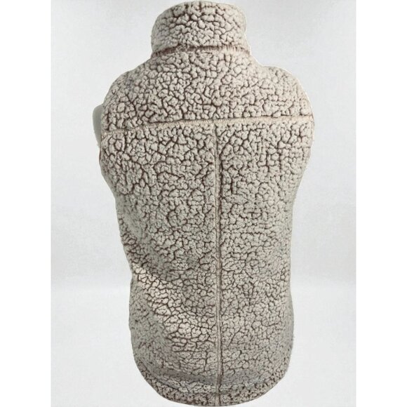Thread & Supply Taupe Sherpa Fleece Vest Women’s Cozy Zip Front Size Small - Picture 4 of 9